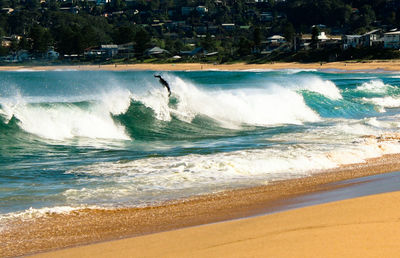 Waves splashing on beach