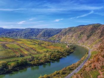 Scenic view of river amidst landscape against sky
