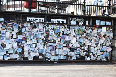 Padlocks hanging on paper