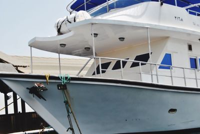 Low angle view of ship against sky