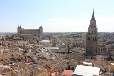 High angle view of church in city