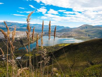 Scenic view of lake against sky