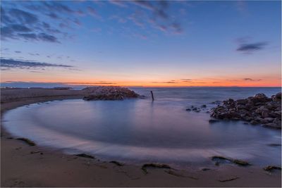 Scenic view of sea against sky at sunset