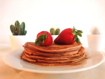 Close-up of dessert in plate on table