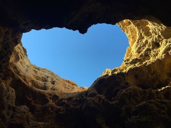 Low angle view of rock formation against sky