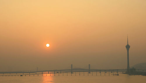 View of sea against sky during sunset