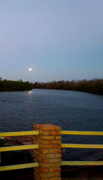Scenic view of lake against clear sky