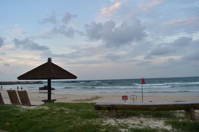 Scenic view of beach against sky