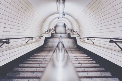 High angle view of staircase in subway station