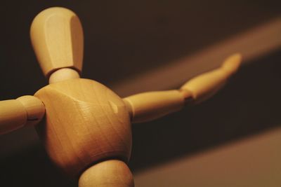Close-up of wooden mannequin