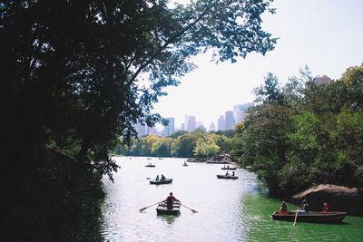 Boat sailing in river