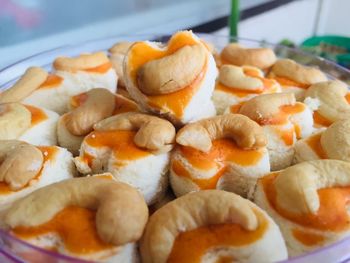 Close-up of cookies in plate