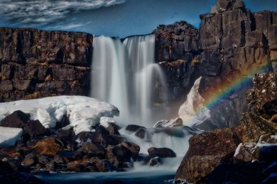 Scenic view of waterfall
