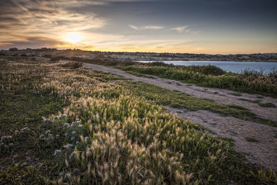 Scenic view of sea against sky during sunset