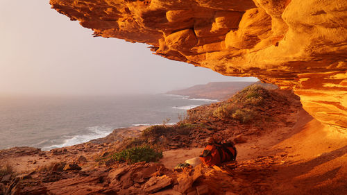 Sunset over the ocean at kalbarri national park in western australia.