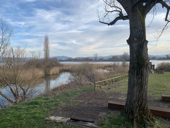 Scenic view of lake against sky