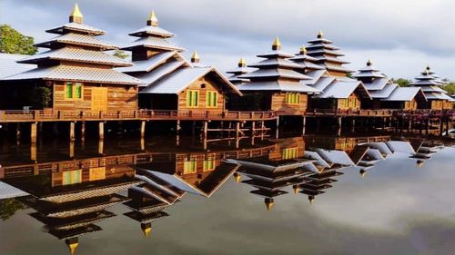 Reflection of building in water