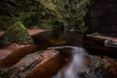 River flowing through rocks in forest