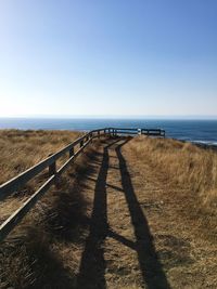 Scenic view of beach against clear sky