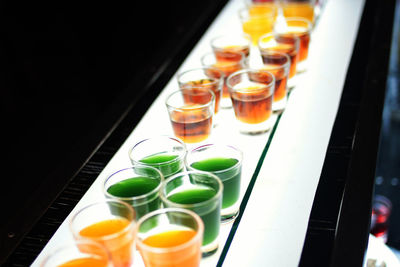 High angle view of various food in plate