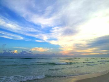 Scenic view of sea at sunset