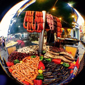 Market stall at night