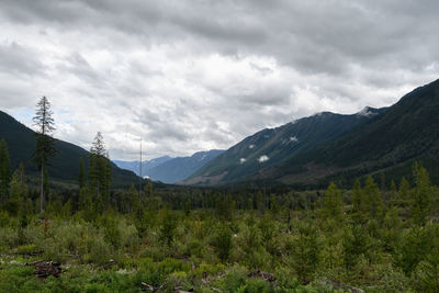 Scenic view of mountains against sky