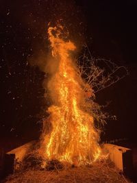 Close-up of fire at night