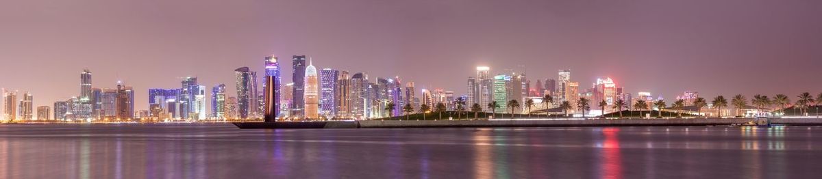 Illuminated city at night