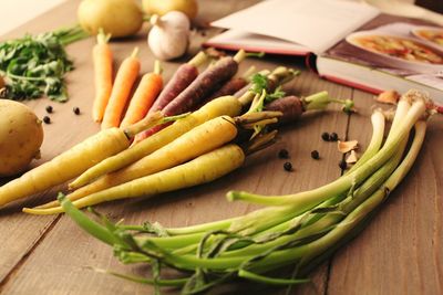 Close-up of vegetables on cutting board