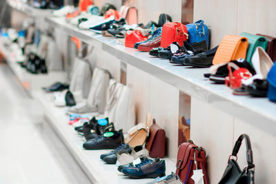 Various shoes for sale in store