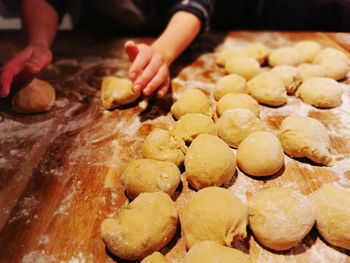 Close-up of person preparing food