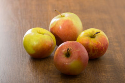 High angle view of apples on table