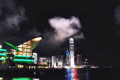 Illuminated cityscape at night