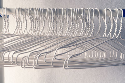 Close-up of clothes hanging on wall