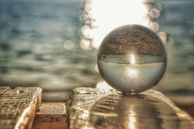 Close-up of crystal ball in water