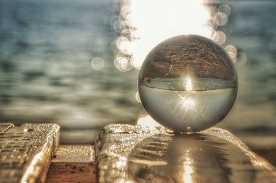 Close-up of crystal ball in water