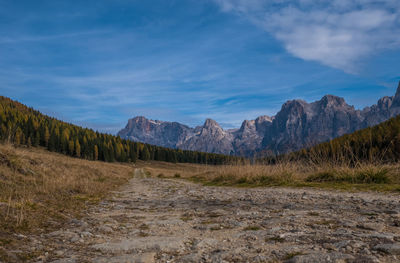 Scenic view of landscape and mountains against sky