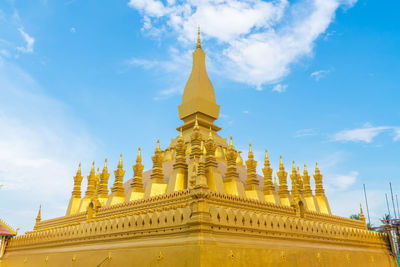 Low angle view of temple building against sky