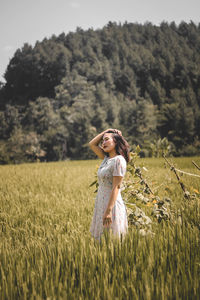 Indonesian women playing in the rice fields