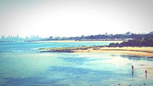 Scenic view of sea against clear sky