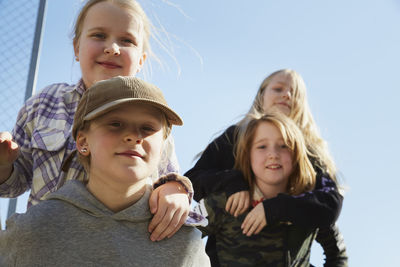 Portrait of children outdoors