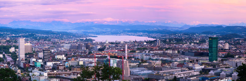 High angle view of townscape against sky