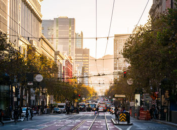 View of city street and buildings