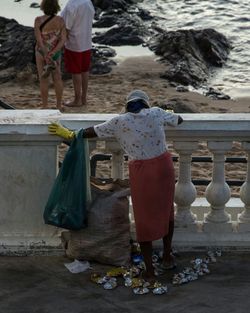 Woman standing in water