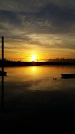 Scenic view of lake at sunset