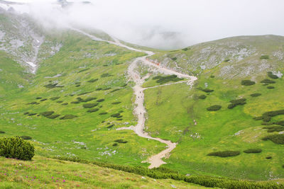 Landscape with mountain range in background