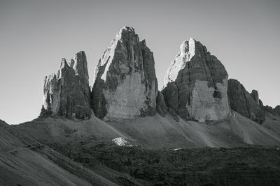 Panoramic view of rocks against clear sky