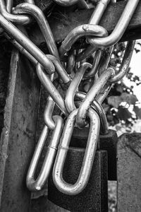 Close-up of padlock on chain