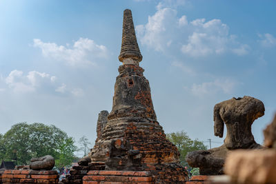 Low angle view of statue against building